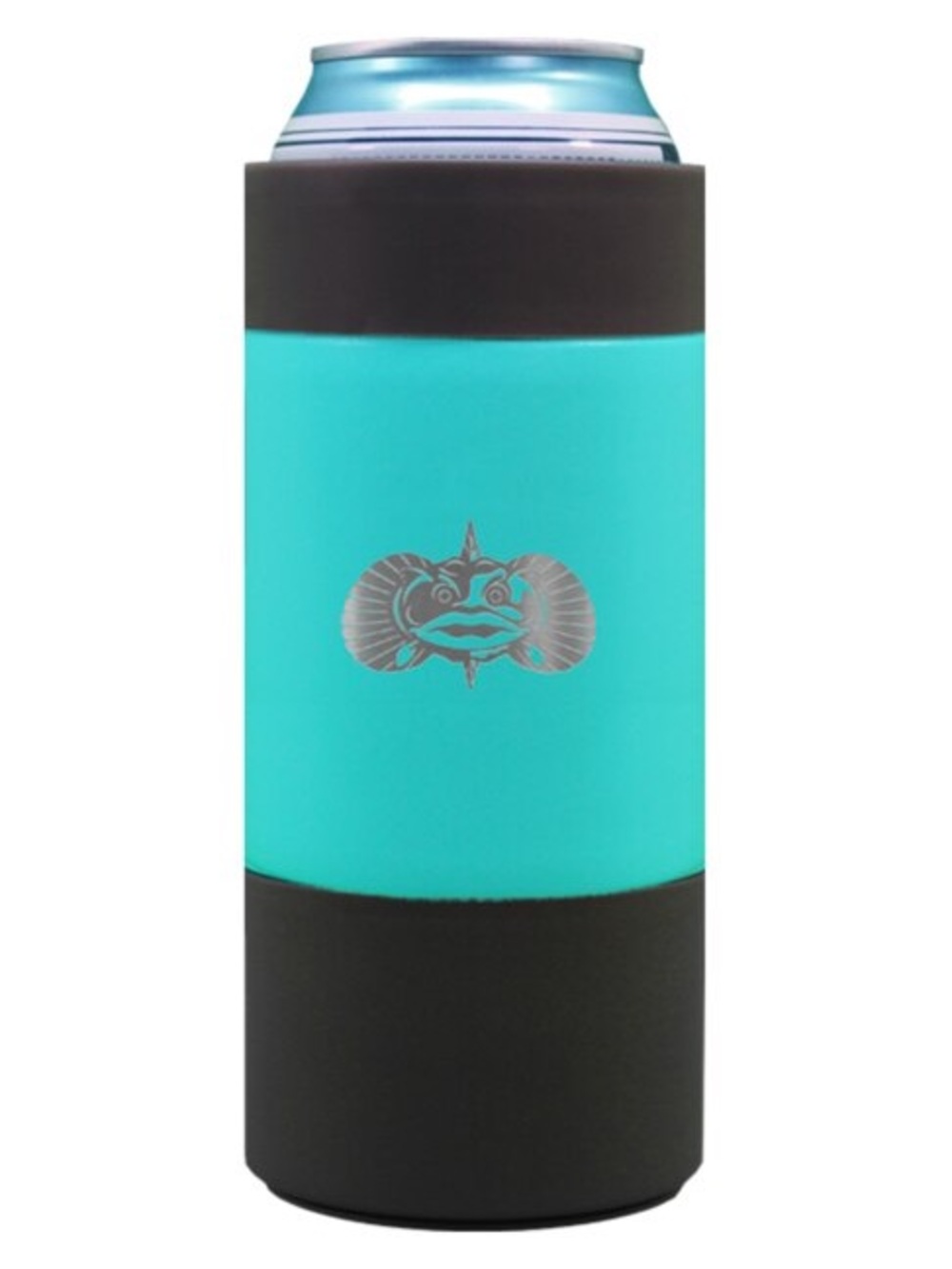 Turquoise Slim Can Cooler with Fish Emblem
